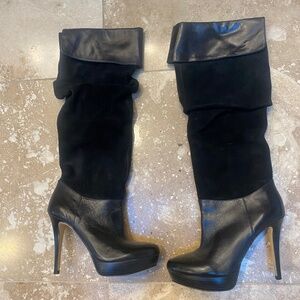 INC International Concepts Women’s Leather & Suede Knee High boots